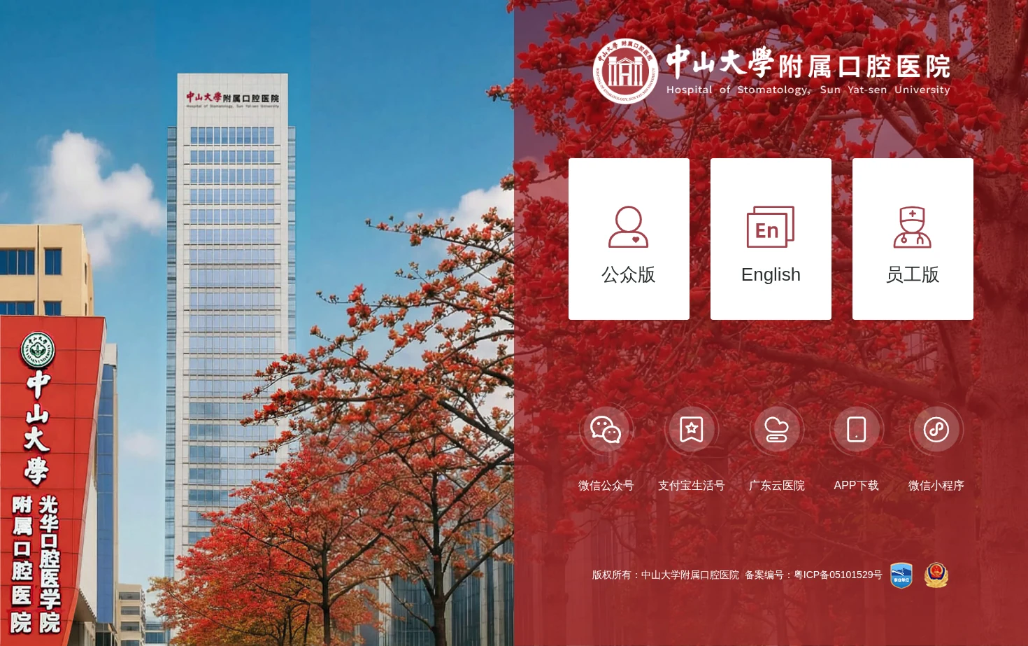 中山大学附属口腔医院 页面快照